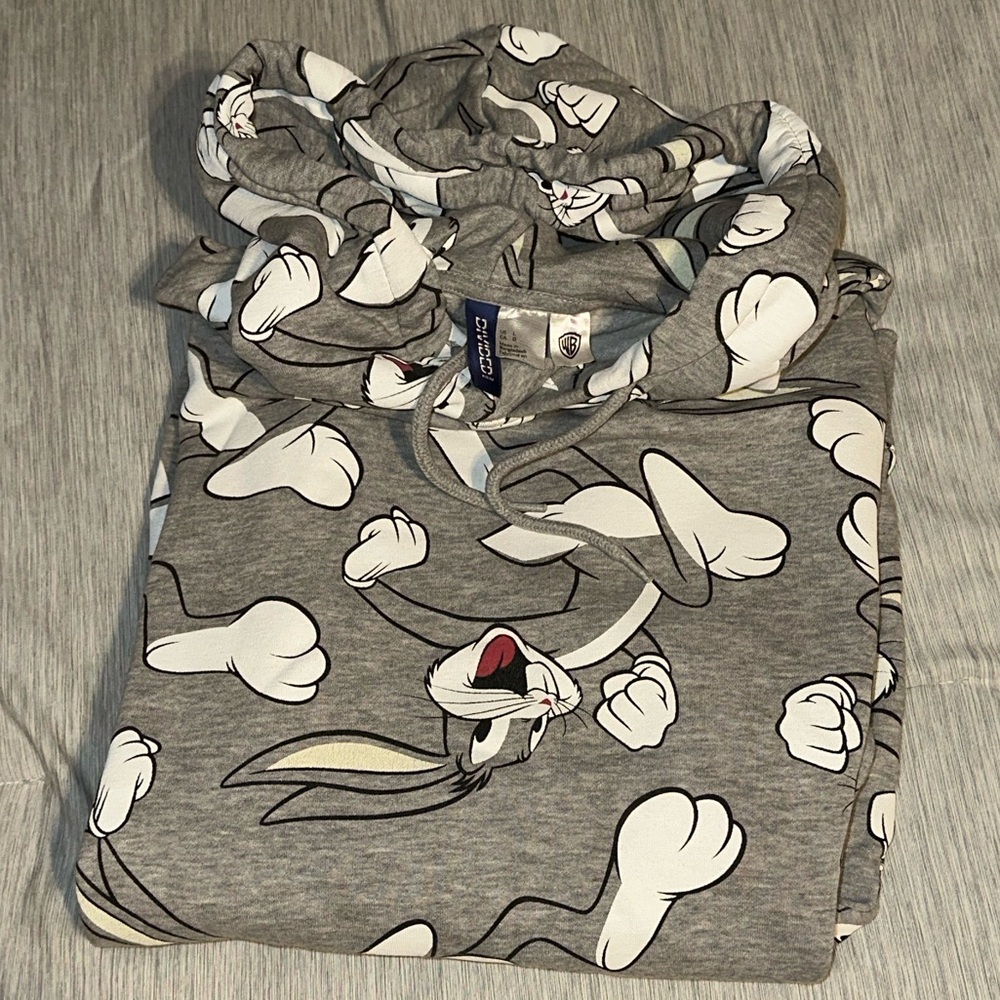 H&M Men’s Bugs Bunny Hoodie - Gray - Size Large